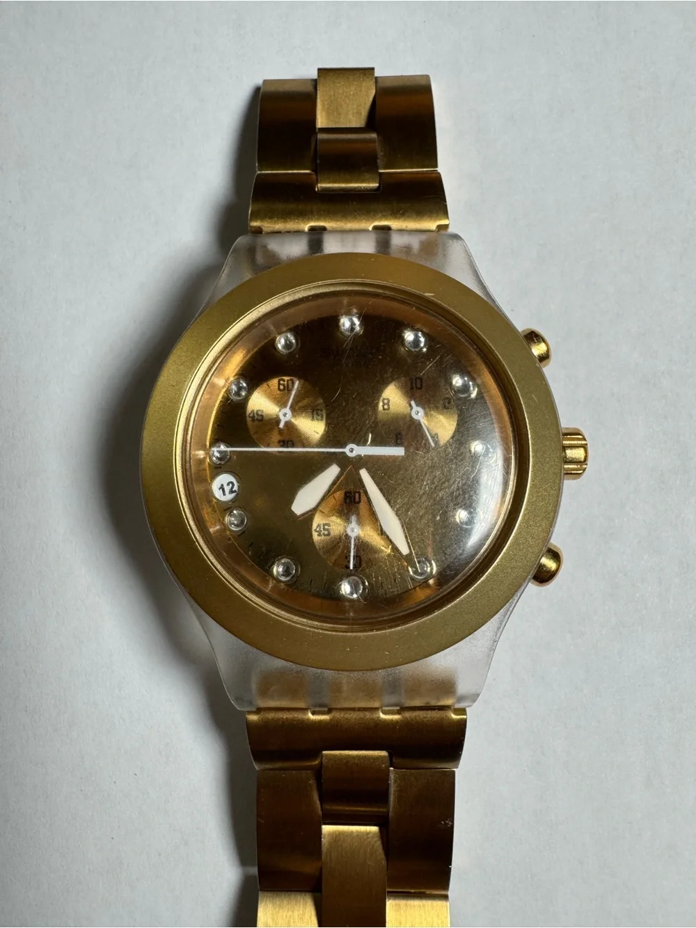 Swatch Irony Gold-Toned “Diaphane”Chronograph watch